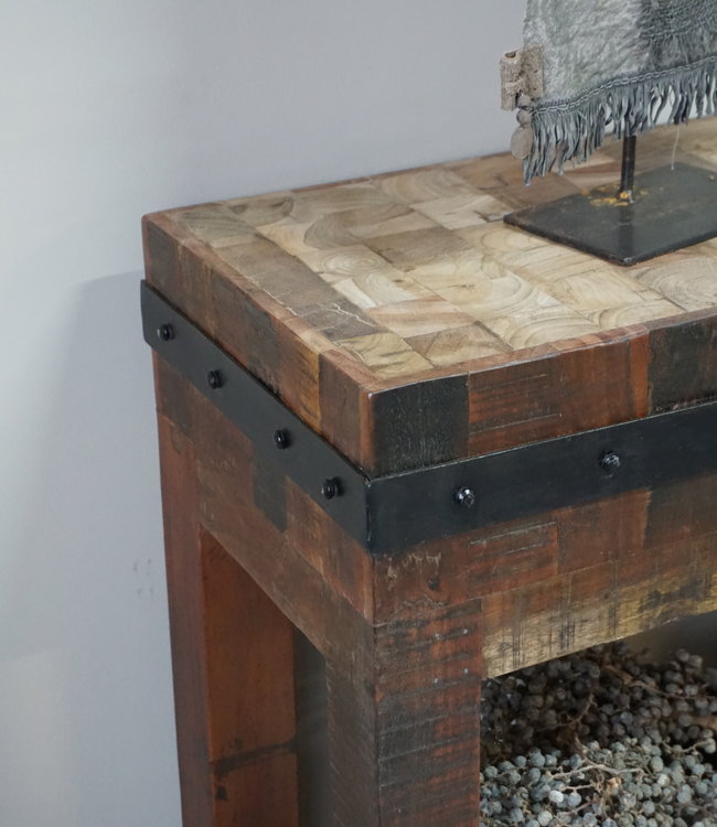 Rene Houtman Hakblok Tafeltje Oud Teak - H77 x B130 x D30 cm