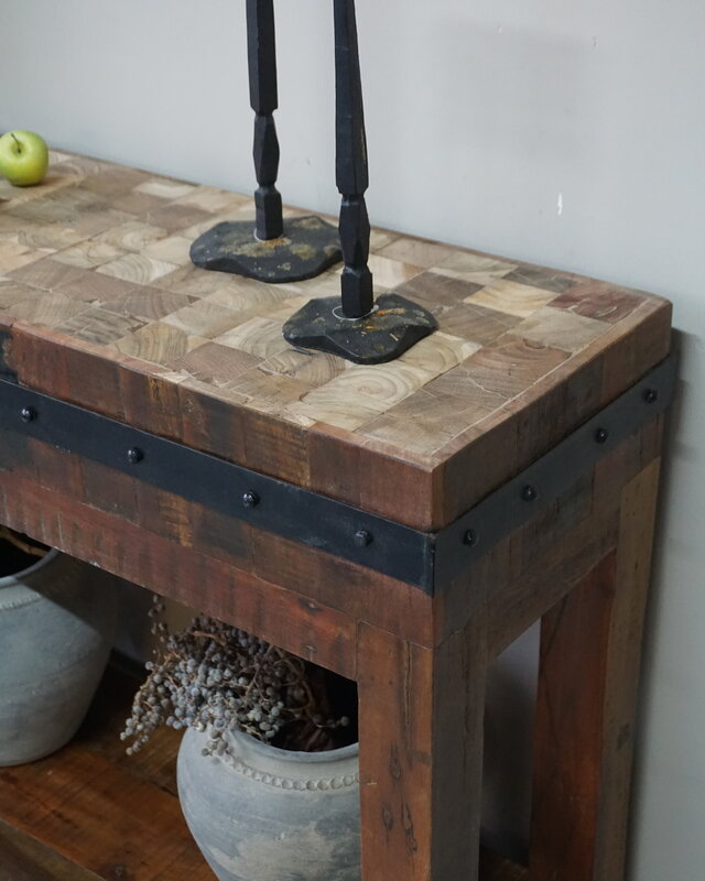 Rene Houtman Hakblok Tafeltje Oud Teak - H77 x B130 x D30 cm