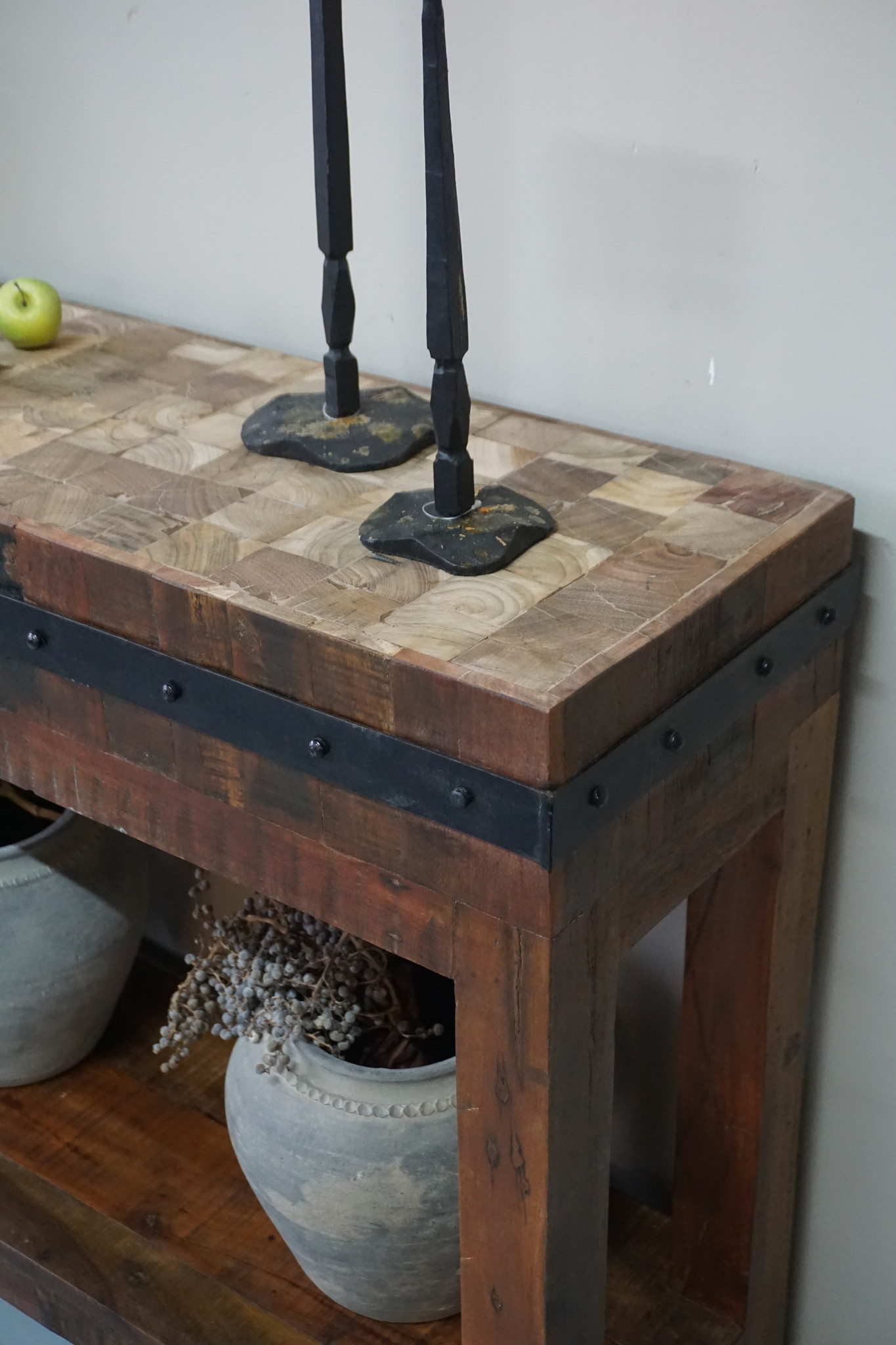 Rene Houtman Hakblok Tafeltje Oud Teak - H77 x B130 x D30 cm