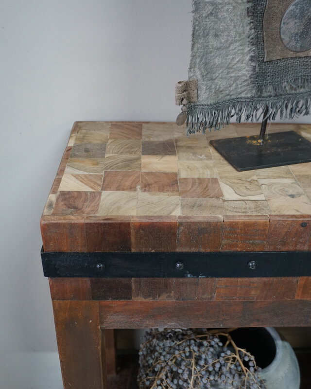 Rene Houtman Hakblok Tafeltje Oud Teak - H77 x B130 x D30 cm