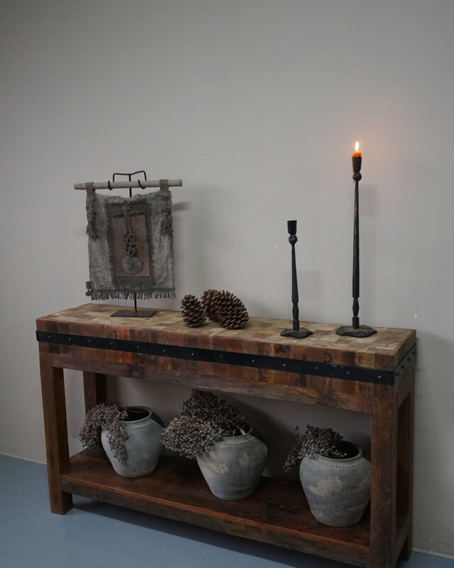 Rene Houtman Hakblok Tafeltje Oud Teak - H77 x B130 x D30 cm