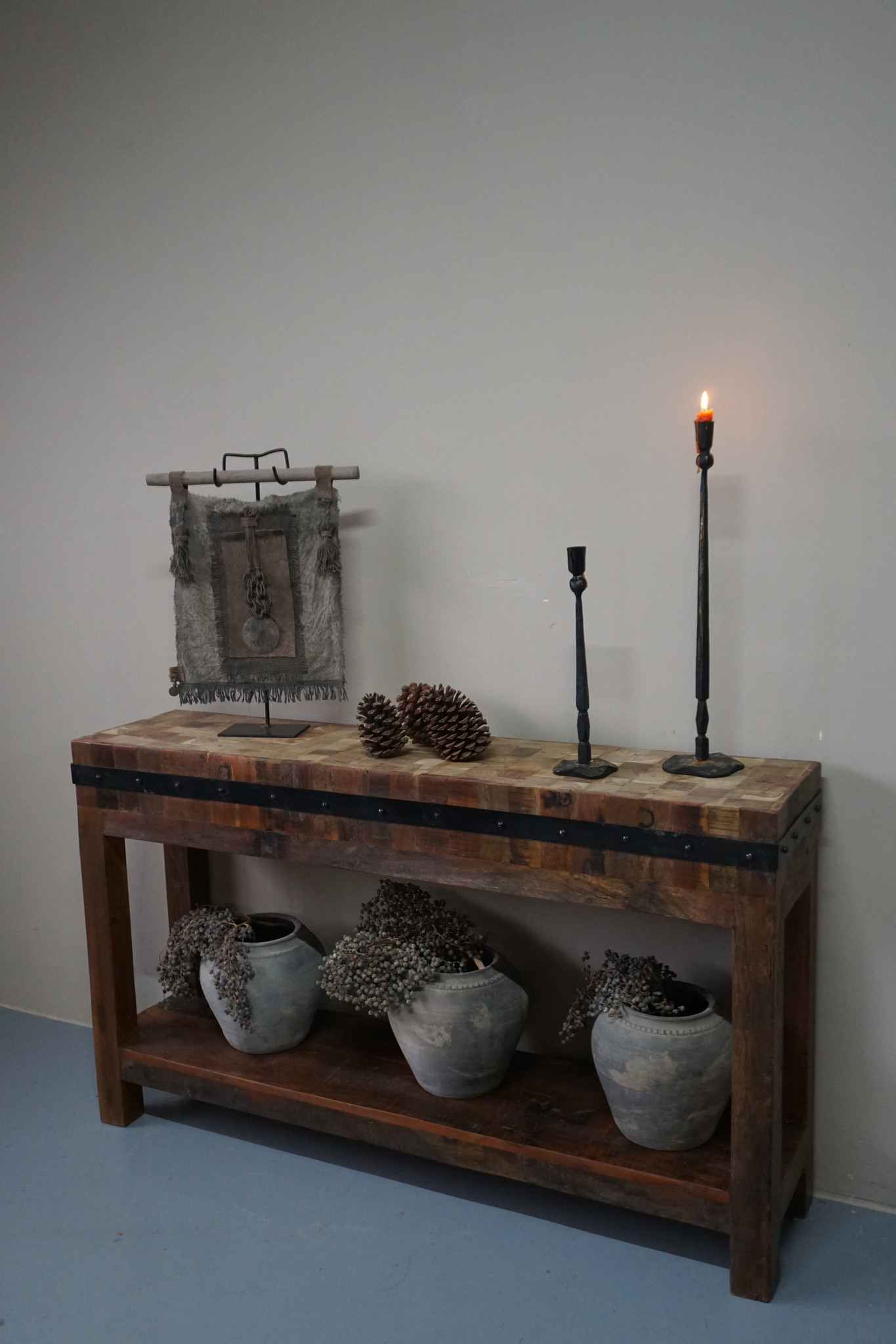 Rene Houtman Hakblok Tafeltje Oud Teak - H77 x B130 x D30 cm