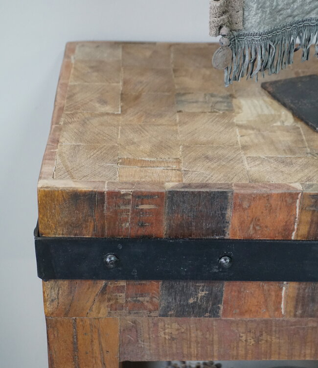 Rene Houtman Hakblok Tafeltje Oud Teak - H77 x B130 x D30 cm