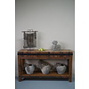 Hakblok Tafeltje Oud Teak - H77 x B130 x D30 cm