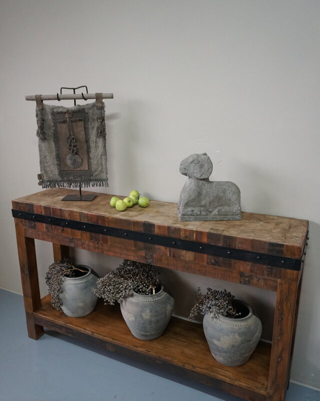 Rene Houtman Hakblok Tafeltje Oud Teak - H77 x B130 x D30 cm