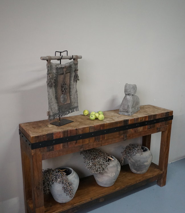 Rene Houtman Hakblok Tafeltje Oud Teak - H77 x B130 x D30 cm