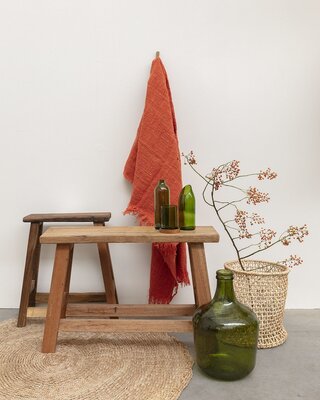 ORIGINAL HOME Bijzettafeltje/Bankje - Naturel/Zwart - H53 x B80 cm