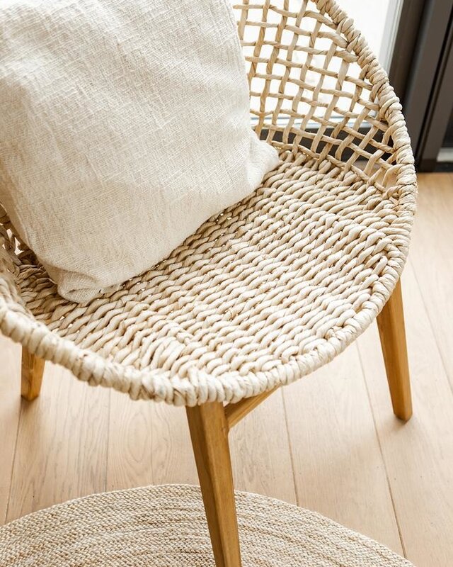 ORIGINAL HOME Checker Stoel - Naturel - Afm. 77x78x80