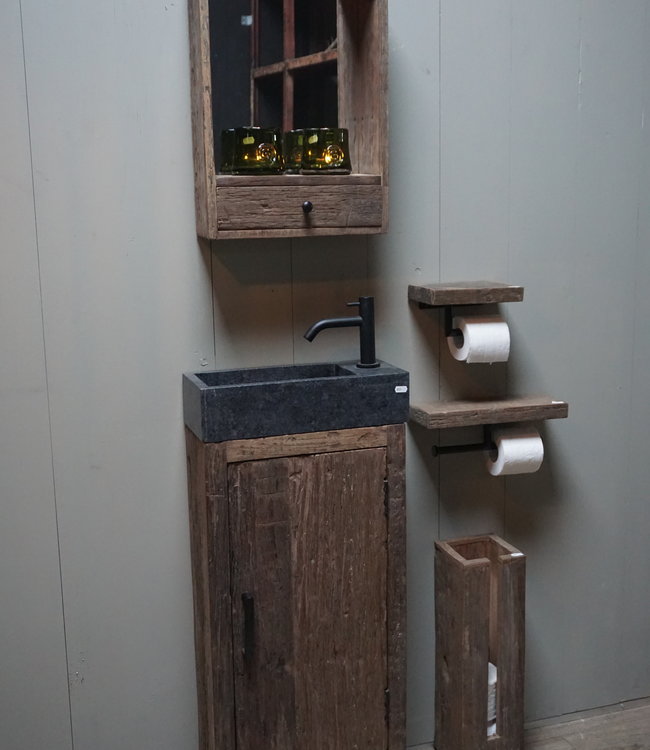 Rene Houtman Toiletmeubel Oud Hout - Unique - Fontein Graniet