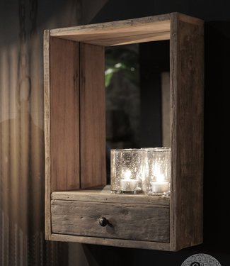 Be-Uniq Spiegel Unique - Oud Hout - 1 Lade - H50 x B35 x D12