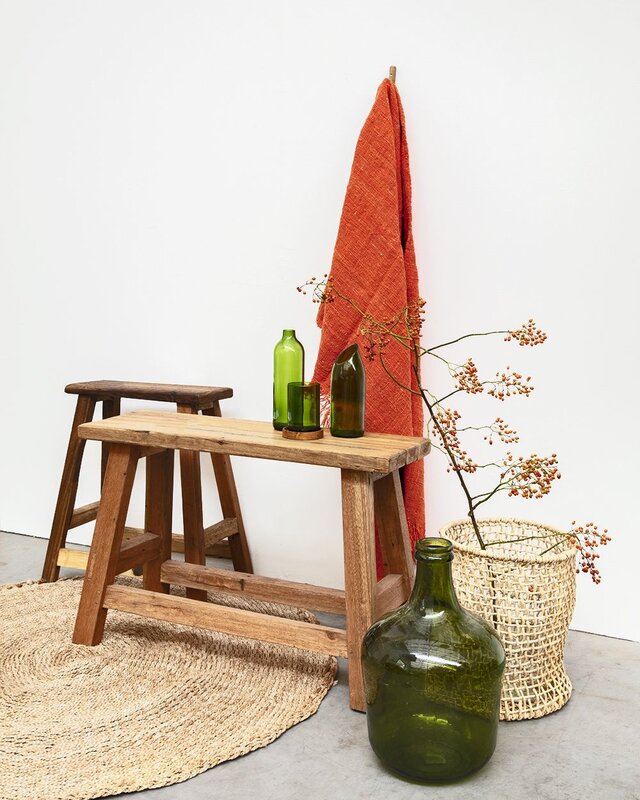 ORIGINAL HOME Chinese Kruk - Naturel/Zwart - H55 x B45 x D18 cm