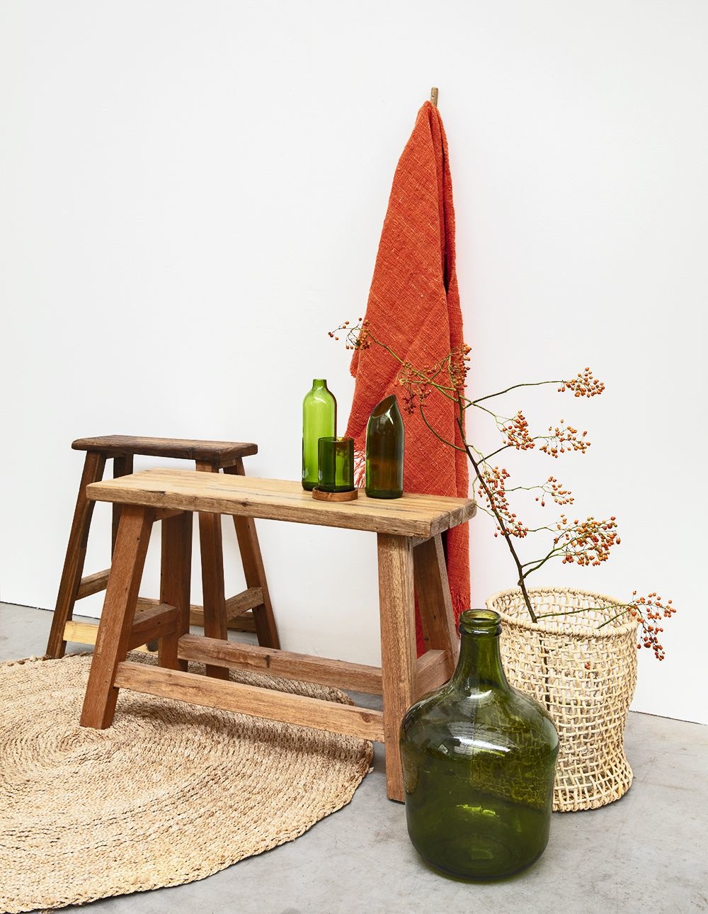 ORIGINAL HOME Chinese Kruk - Naturel/Zwart - H55 x B45 x D18 cm