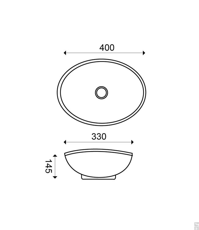 Wiesbaden Waskom Barco Ovaal | Glans Wit | L40 x B33 x H14,5