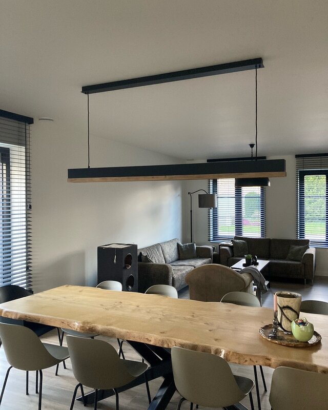 Frezoli Simfano Hanglamp Licht Eik Mat Zwart | L178 cm