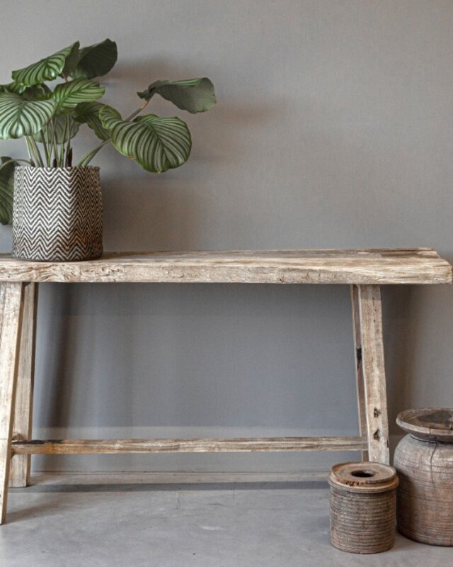 Be-Uniq Oud Houten Sidetable | Grey/Naturel | B160 cm