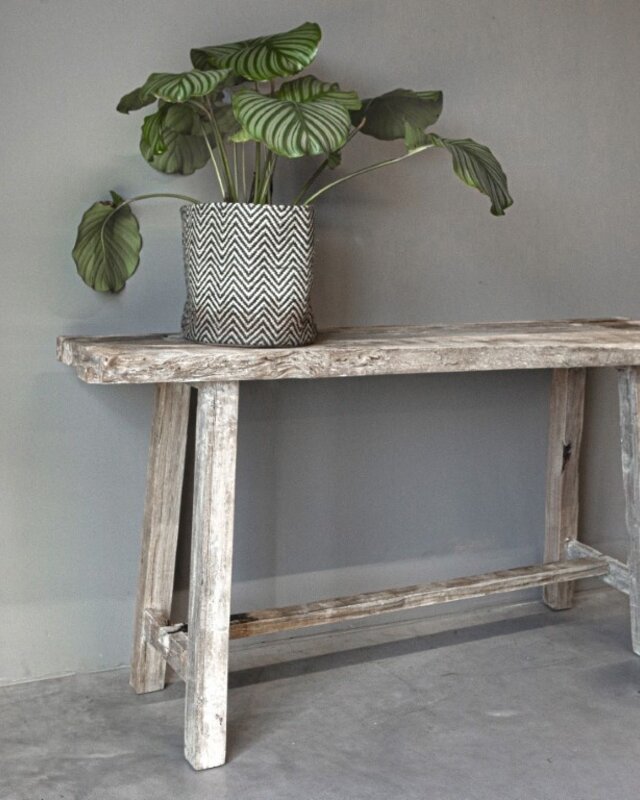 Be-Uniq Oud Houten Sidetable | Grey/Naturel | B160 cm