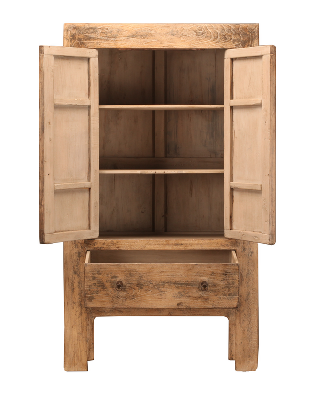 Rene Houtman Kast Hout Naturel | 2drs 1la | H212 x B116 x D58 cm