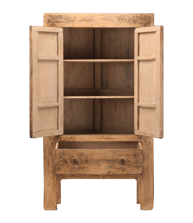 Rene Houtman Kast Hout Naturel | 2drs 1la | H212 x B116 x D58 cm