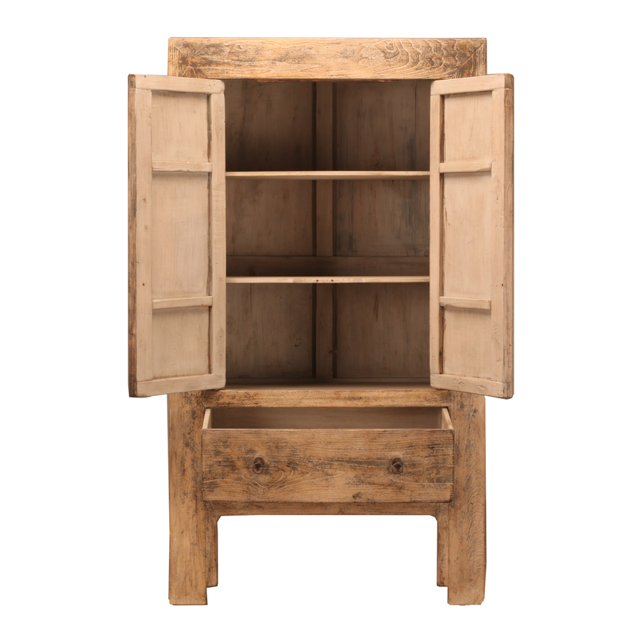 Rene Houtman Kast Hout Naturel | 2drs 1la | H212 x B116 x D58 cm