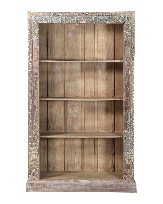Rene Houtman Boekenkast India | Hout Snijwerk| H210 x B125 x D44 cm