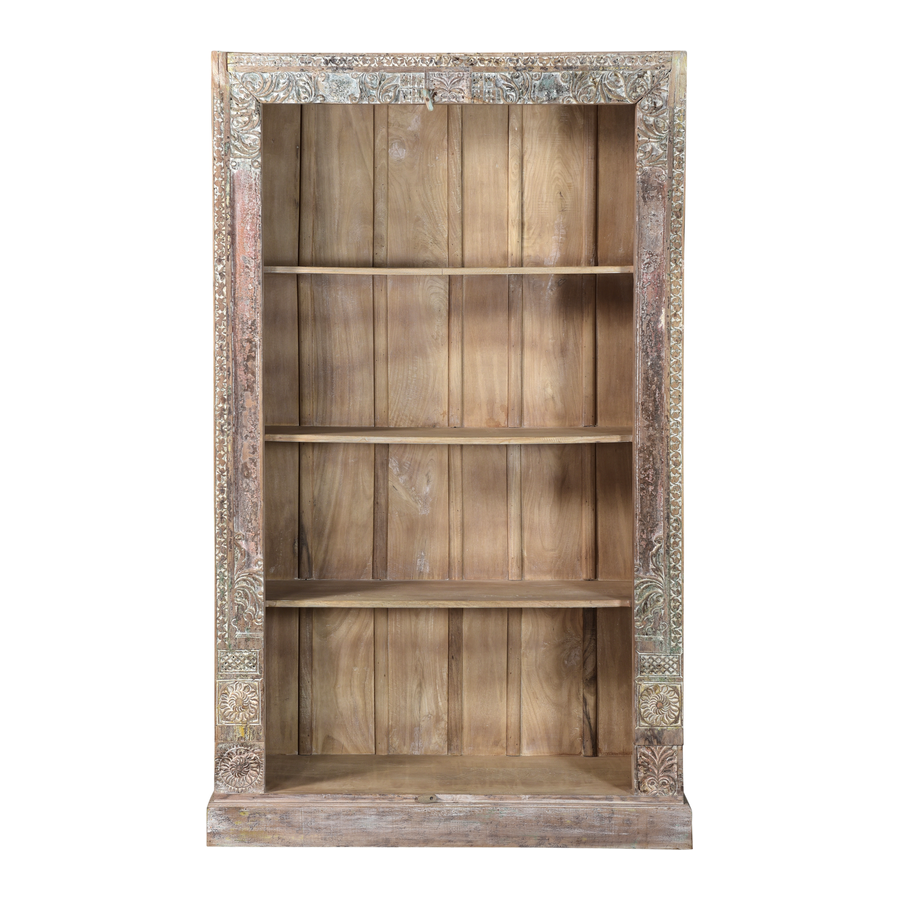 Rene Houtman Boekenkast India | Hout Snijwerk| H210 x B125 x D44 cm