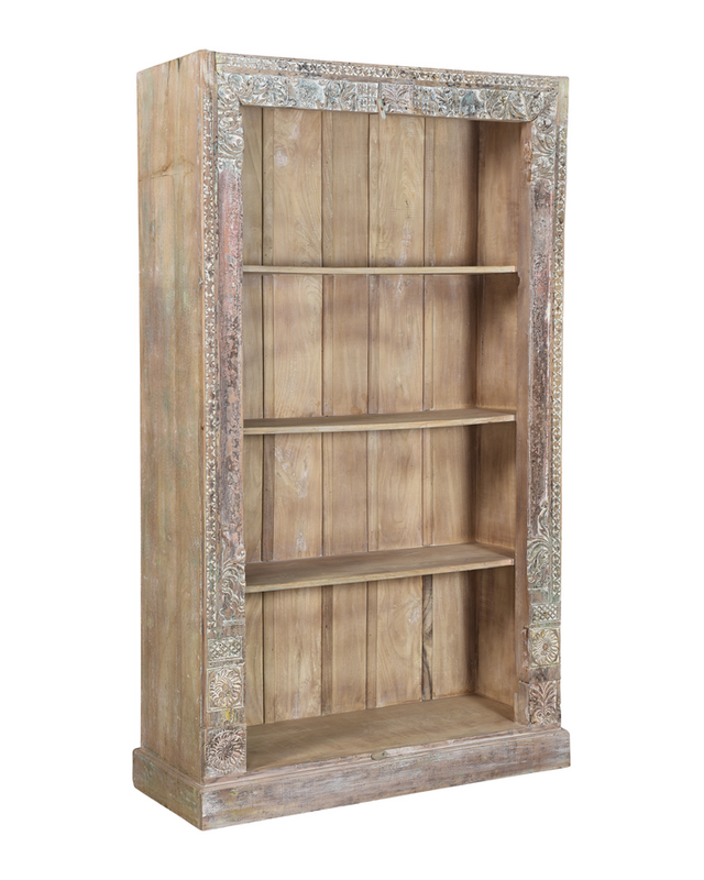 Rene Houtman Boekenkast India | Hout Snijwerk| H210 x B125 x D44 cm
