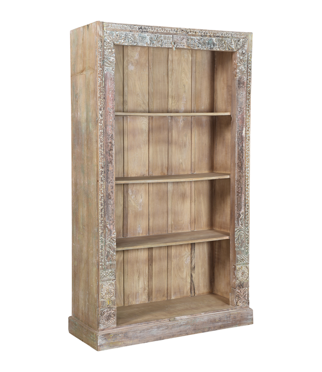 Rene Houtman Boekenkast India | Hout Snijwerk| H210 x B125 x D44 cm