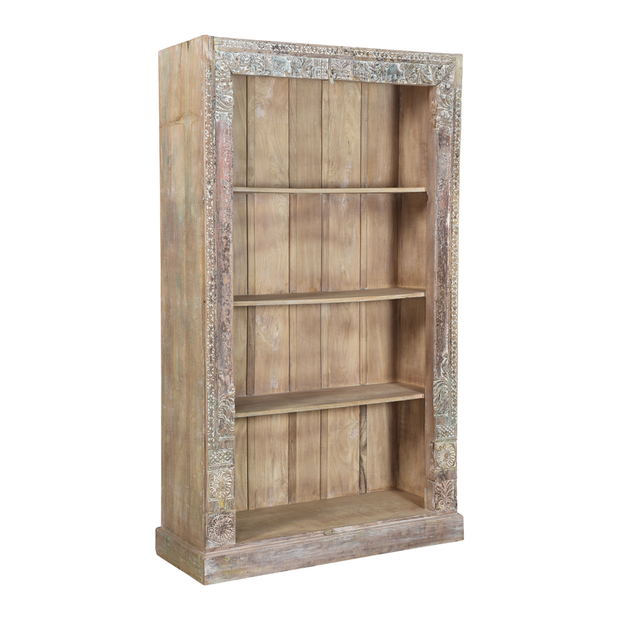 Rene Houtman Boekenkast India | Hout Snijwerk| H210 x B125 x D44 cm