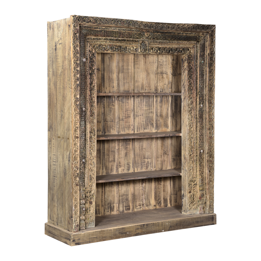 Rene Houtman Boekenkast India | Hout Snijwerk | H211 x B173 x D59 cm