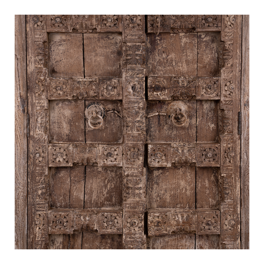 Rene Houtman Boekenkast India | Hout Snijwerk | H200 x B137 x D73 cm