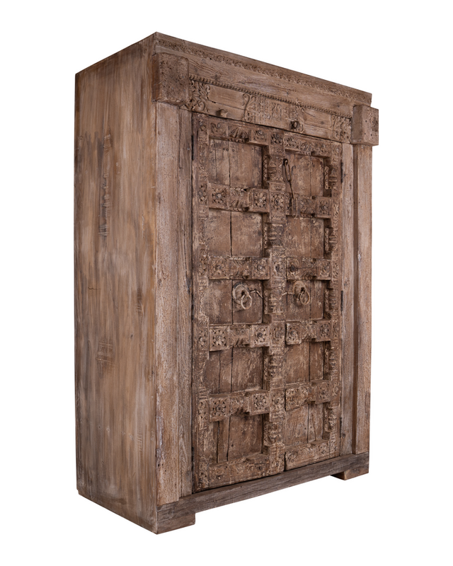 Rene Houtman Boekenkast India | Hout Snijwerk | H200 x B137 x D73 cm