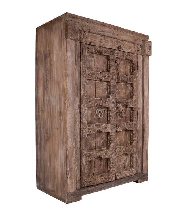 Rene Houtman Boekenkast India | Hout Snijwerk | H200 x B137 x D73 cm