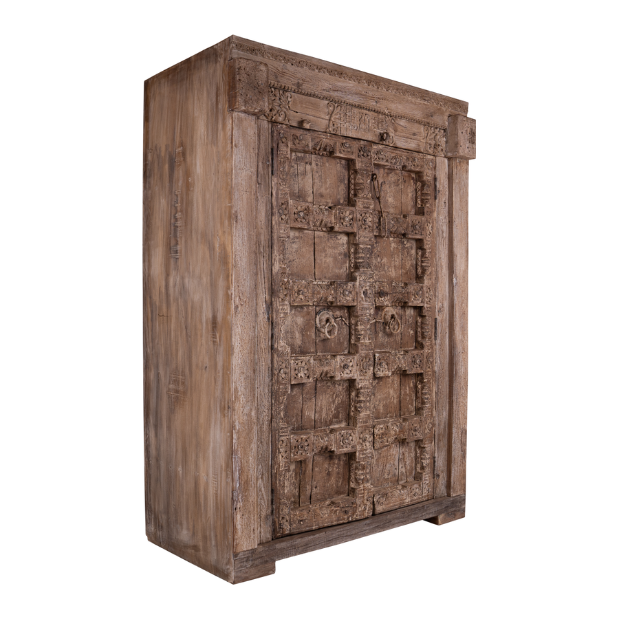 Rene Houtman Boekenkast India | Hout Snijwerk | H200 x B137 x D73 cm