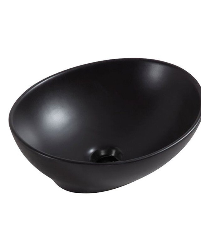 Wiesbaden Waskom Barco Ovaal | Keramiek | Mat Zwart | L40 x B33 x H14,5 cm