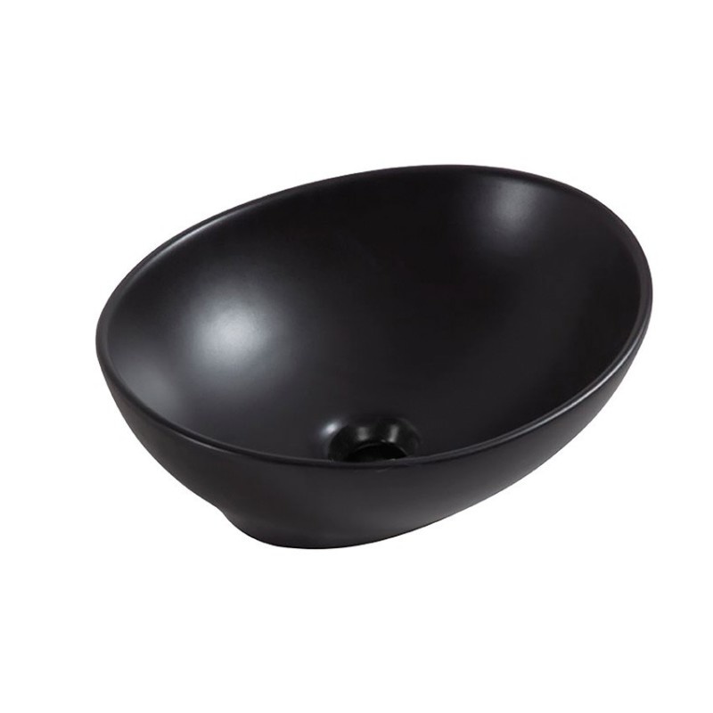 Wiesbaden Waskom Barco Ovaal | Keramiek | Mat Zwart | L40 x B33 x H14,5 cm