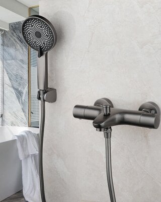 Rene Houtman Thermostatische Badkraan | Handdouche | Gun Metal