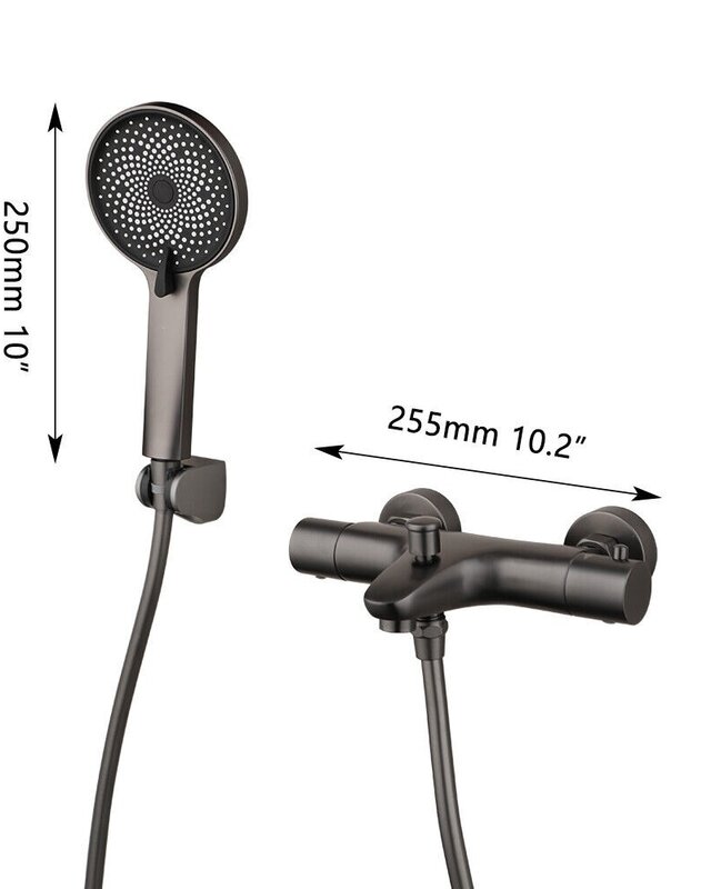 Rene Houtman Thermostatische Badkraan | Handdouche | Gun Metal
