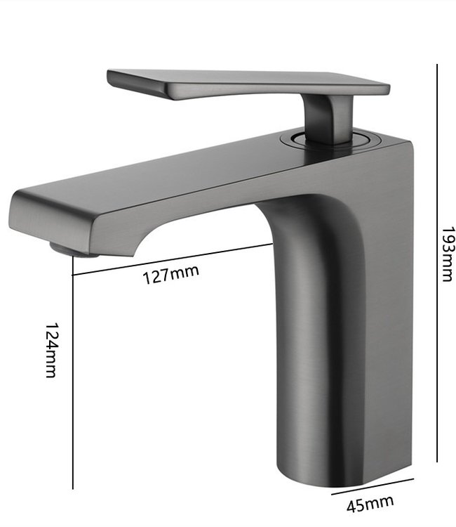 Rene Houtman Wastafelkraan | Gun Metal | H19,3 cm