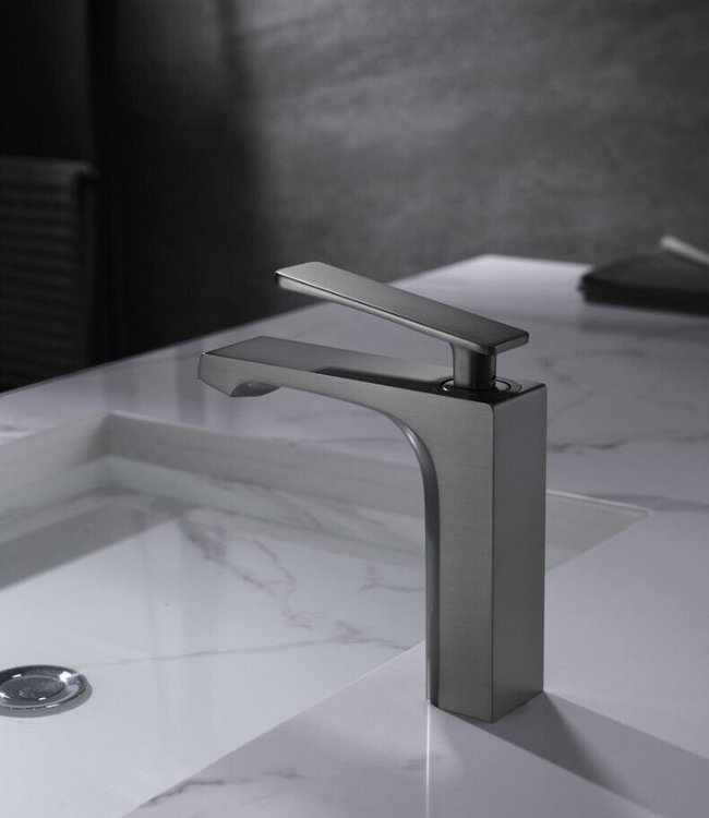 Rene Houtman Wastafelkraan | Gun Metal | H19,3 cm