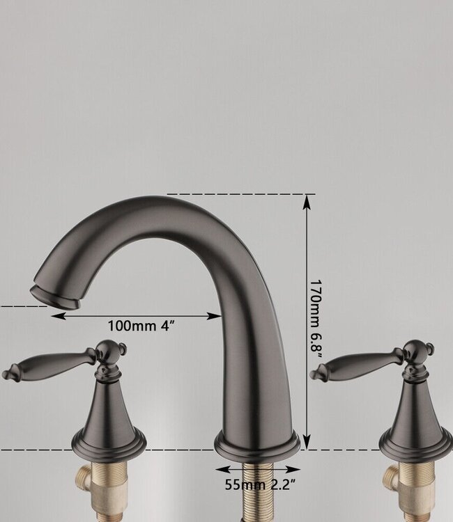 Rene Houtman Wastafelkraan | 3-Delig | Gun Metal | H17 cm