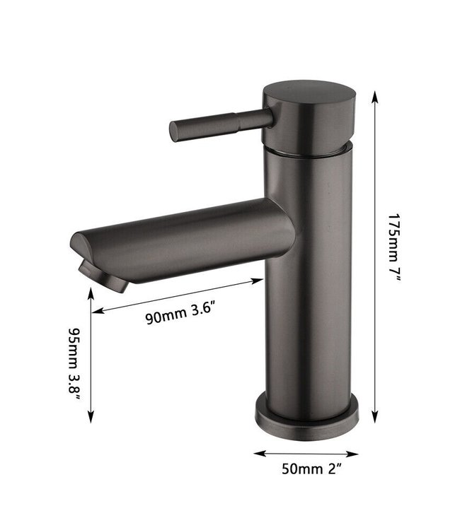 Rene Houtman Wastafelkraan | Mengkraan | Gun Metal | H17,5 cm