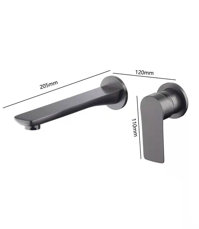 Rene Houtman Wastafelkraan Inbouw | Mengkraan | Gun Metal