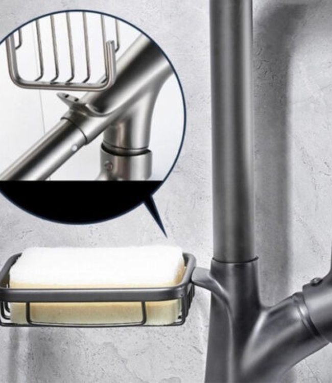 Rene Houtman Keukenkraan | Uittrekbare Sproeikop + Zeepbakje | Gun Metal
