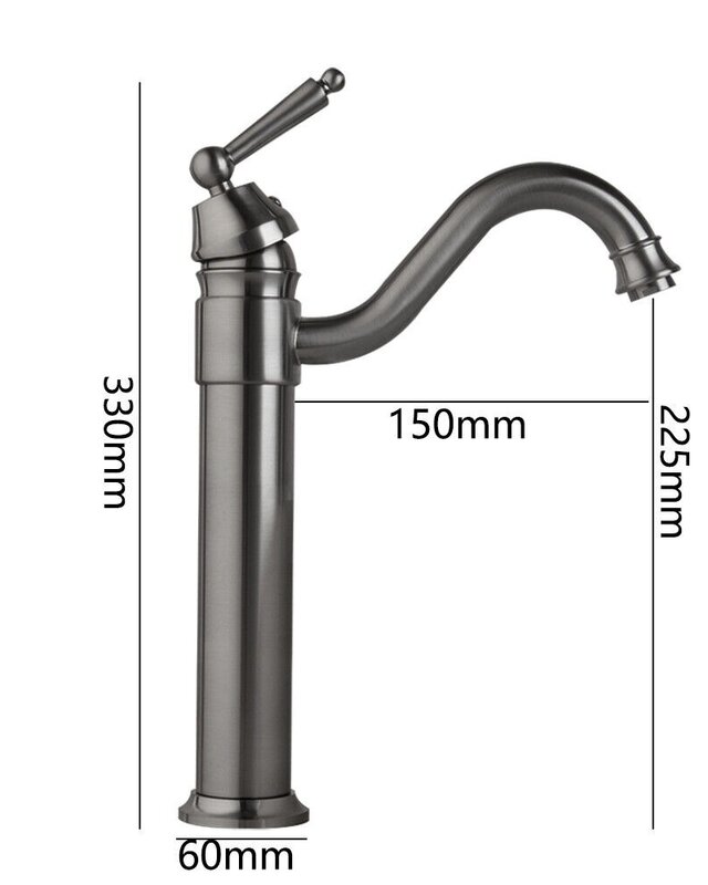 Rene Houtman Wastafelkraan | Mengkraan | Gun Metal | H33 cm