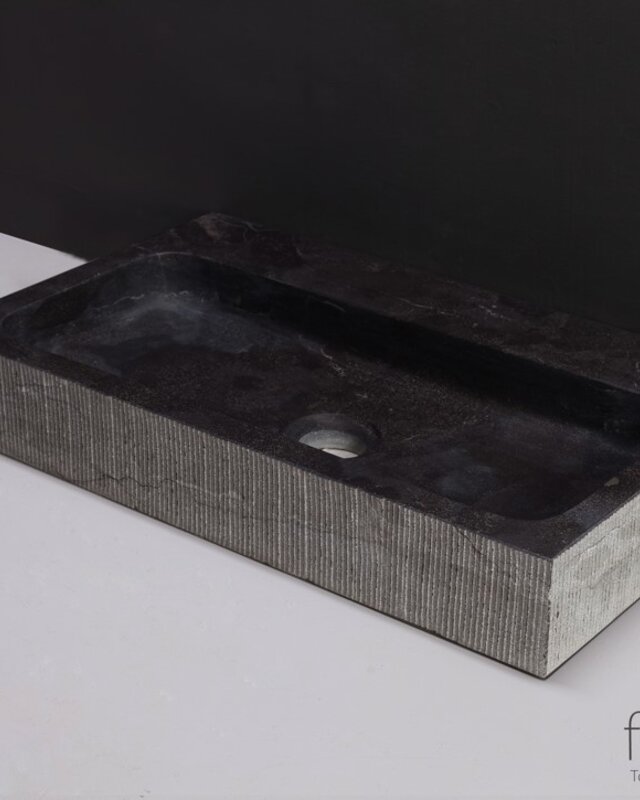 Forzalaqua Wastafel | Hardsteen Gezoet en Gefrijnd | B50 x D30 x H8 cm
