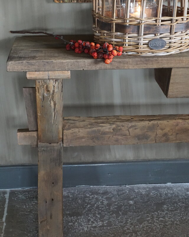 Rene Houtman Sidetable Cross | Oud Hout | Met Lade | H76 x B200 x D46 cm