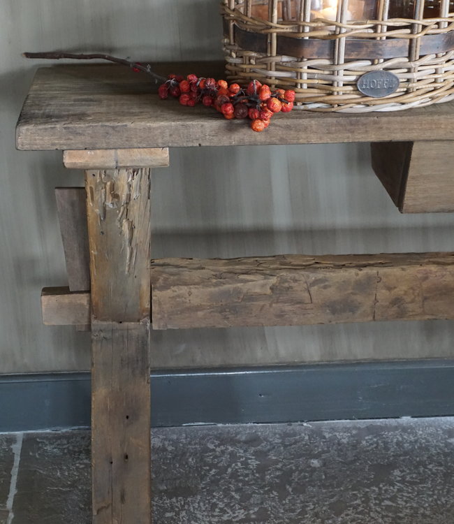 Rene Houtman Sidetable Cross | Oud Hout | Met Lade | H76 x B200 x D46 cm