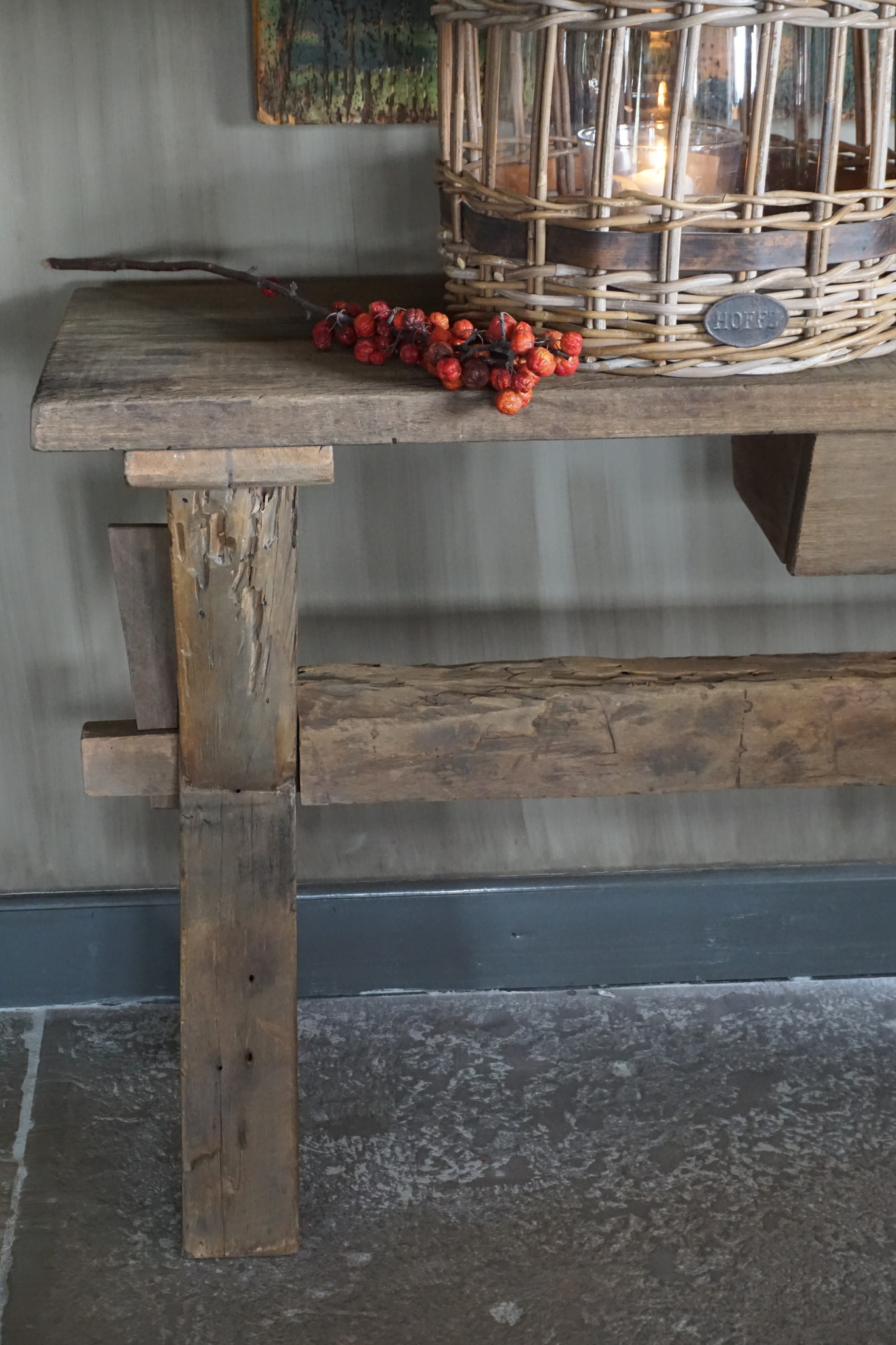 Rene Houtman Sidetable Cross | Oud Hout | Met Lade | H76 x B200 x D46 cm