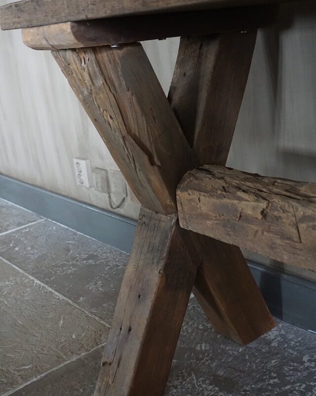 Rene Houtman Sidetable Cross | Oud Hout | Met Lade | H76 x B200 x D46 cm