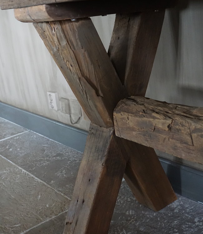 Rene Houtman Sidetable Cross | Oud Hout | Met Lade | H76 x B200 x D46 cm